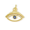 Detailed view of 18K gold plated evil eye pendant with blue zircon and micro-pave crystals - Eye Style 6