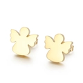 Orecchini a perno a forma di angelo dorato in acciaio inossidabile lucido moderno - Colore Oro Angelo In Piedi Stile Metallo Semplice (KE71049-Z)