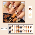 Brown and beige leopard print press-on nails with gold foil accents, model BKS1512 - BKS1512 Leopard Beige Brown Gold Foil