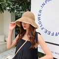 Light khaki straw sun hat with white lace trim and bow for summer outdoor sun protection - M / Lace Small Edge Bucket Hat-Khaki