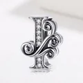 925 sterling silver alphabet letter I charm bead with zircon for DIY bracelets - Letter I