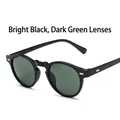 Occhiali da sole rotondi retrò con montatura nero lucido e lenti verde scuro - Montatura Nero Lucido Lenti Verde Scuro