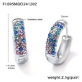 Silberne Edelstahl-Ohrringe mit bunten Zirkoniasteinen, 11mm Durchmesser im Set - Stahlfarbene Bunte Zirkonia Ohrringe-Klein