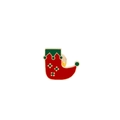 Christmas elf boot brooch with red and green enamel finish and golden metal edges - C1136-2-Elf Boots
