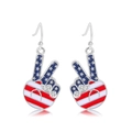 Zinc alloy peace sign earrings with American flag pattern and silver hooks - Style 1-Victory Gesture USA Flag Earrings