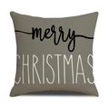 Linen Christmas pillow cover with black Merry and white Christmas text in taupe color - Taupe Background - Merry Christmas