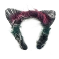 Furry wolf ears headband with plush grey and pink gradient faux fur for Halloween - Gradient Multicolor Animal Ear Headband
