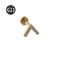 Piercing Labret in Titanio G23 con intarsio in zircone a forma di V dorato - Forma a V / Oro