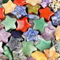 Polished colorful natural star-shaped gemstones including amethyst and green aventurine - 1 Piece (30mm) / Random Mixed Colors