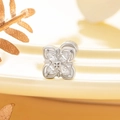 Silver flower stud earring with marquise crystals on elegant ceramic tray - Silver Flower Style-Single Piece (A302)