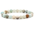 Multi-colored natural gemstone beaded stretch bracelet for men and women on white background - 8 mm