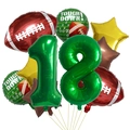 American Football 18. Geburtstag Ballon Set mit grünen Zahlenballons und Sternen - Rugby Doppelnummer 18