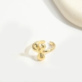 Minimalist 18K gold-plated adjustable open ring with unique triple-sphere abstract design - Gold Letter Y