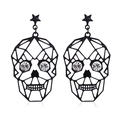 Σκουλαρίκια σκελετός Halloween σε μαύρο με καρφάκια πεντάγραμμο και λαμπερά κρύσταλλα - 4.Μαύρα σκουλαρίκια νεκροκεφαλή