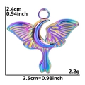 Detailed dimensions of the rainbow moon wing pendant with height and width markers - Iridescent Pendant (No Chain)
