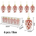 Lot de 6 ornements de Noël en forme de pomme de pin rose avec effet neige et crochet - Lot de 6 / Or rose