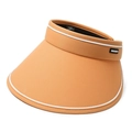 Visière pare-soleil orange pour femme avec large bord, liseré blanc et dessus ouvert - Taille unique / Orange