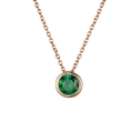 Collana in oro rosa con pendente tondo in zircone verde smeraldo incastonato - Maggio Verde - Oro