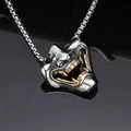 Collana con pendente maschera Hannya in argento retrò e oro con una catena a scatola - Ciondolo Bicolore Oro Argento (Senza Catena)