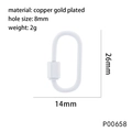 Weißer Schraubkarabiner aus vergoldetem Kupfer mit Maßen von 26 mm x 14 mm für DIY - Weiß