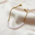 Elegant gold chain bracelet with translucent light pink beads and lobster clasp - Pink