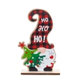 Christmas gnome wooden tabletop decor with HO HO HO hat and green tree variant - Christmas Gnome HO HO HO