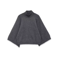 Pull en maille grise pour femme avec col montant et manches raglan larges et amples - S / Gris
