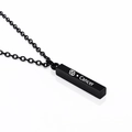 Detail macro view of black stainless steel pillar pendant necklace with Cancer zodiac sign - Black Cancer