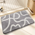 Absorbent plush bathroom mat featuring a minimalist grey and white patterned design - Intermezzo