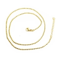 Detailed view of the gold ball chain necklace with lobster clasp and extension links - Small Ball Chain