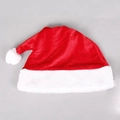 Classic red velvet Christmas hat with white plush trim and pompom for holiday parties - Double-layer Golden Velvet Kids Style (25x36cm) / Red