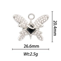 Detailed view of silver butterfly pendant with black stone, size 26.6x20.4mm, weight 2.5g - Silver Butterfly