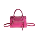 Sac à main fuchsia métallique brillant avec bandoulière amovible pour femmes chic - Rose Rouge