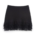 Schicker schwarzer Strickrock für Damen mit eleganten Fransen für einen modischen Look - S / Minirock