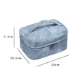 Light blue PU leather makeup bag with dimensions 23x15.5x11.5cm for travel storage - New Blue Denim Texture