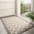 Grey Nordic rectangular doormat with white geometric patterns on a grey tiled floor - Morocco