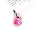 Mini transparent drifting bottle pendant with pink and white flower resin charms - Rose Red Drink Cup Pendant