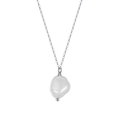 Elegant s925 silver necklace featuring a natural white baroque pearl pendant - GPN22-P-Silver Single Baroque Pearl