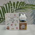 White Shy Rabbit digital alarm clock night light with gift bag and packaging box set - Shy Rabbit (Blue) + Birthday Gift Bag