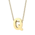 Short stainless steel choker necklace with a gold 3D letter Q pendant for women - Letter Q(KN234007-Z)