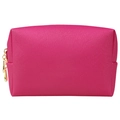 Beauty case impermeabile rosso rosa in pelle Saffiano con cerniera dorata - Grande / Rosso Rosa