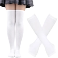 White striped over-the-knee socks for Halloween cosplay costumes and parties - White Socks and Gloves Set