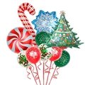 Christmas balloon set with candy cane, snowflake, Santa latex balloons, and xmas tree foil - Green Christmas Tree
