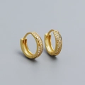 Elegance Mobius silver hoop earrings in gold finish with two rows of sparkling zircon - 925 Silver / Gold