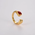 Anello aperto in oro stile francese con una vibrante gemma di rubino rosso per donna - Rosso