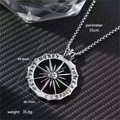 Collana hip hop a bussola con incisione Money Power Respect in finitura argento - Stile Lettera Bussola (Stile 1) / Con catena