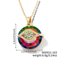 Retro evil eye pendant necklace in gold finish with colorful crystals, model N00921-163 - Rainbow/N00921-163