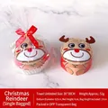 Set regalo asciugamano di Natale a forma di renna marrone in sacchetto con nastro rosso - Alce (In busta)