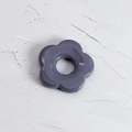 Gray-purple acrylic flower bead for DIY jewelry with glossy resin finish and center hole - Dark Gray