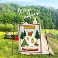 Tapisserie de camping esthétique avec illustrations vintage d'ours et de forêt - 73X95CM (Modèle à boucle amélioré) / Cabane à Ours Brun (camping 3)